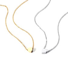 Fashion Simple Women's Stainless Steel Heart Necklace Gold Collarbone Chain Gift