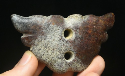 7.5cm Chinese Hongshan Culture Old Jade Carving Butterfly Yu Bi Amulet Pendant - Picture 3 of 5