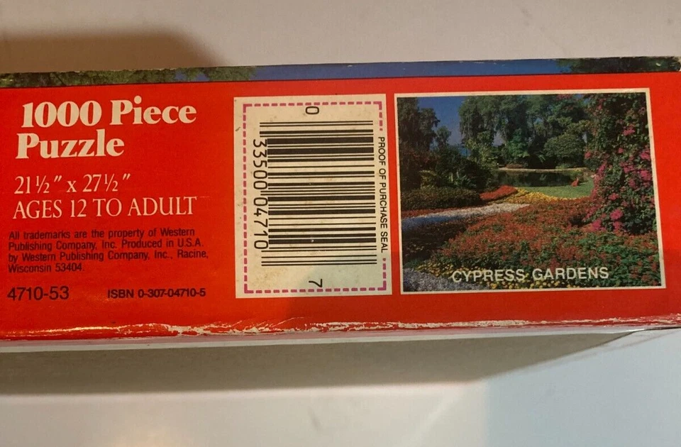 NOS Vintage CYPRESS GARDENS  1000 Piece Puzzle GOLDEN sealed GUILD new - Image 3 of 3