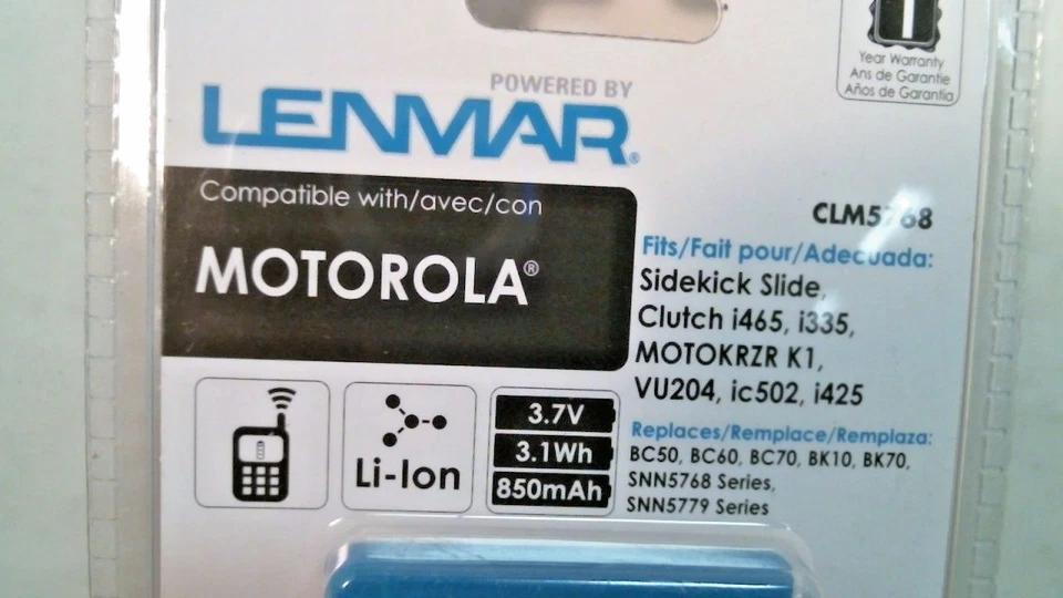 Batería para teléfono celular Lenmar CLM5768 Li-Ion 3,7 V, compatible con Motorola, ENVÍO GRATUITO Foto 2 de 3