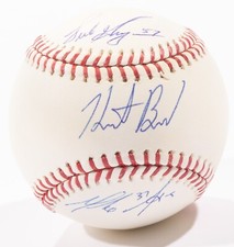 Heath Bell Mike Adams Luke Gregerson Signed Padres Baseball Ball PSA/DNA COA 565