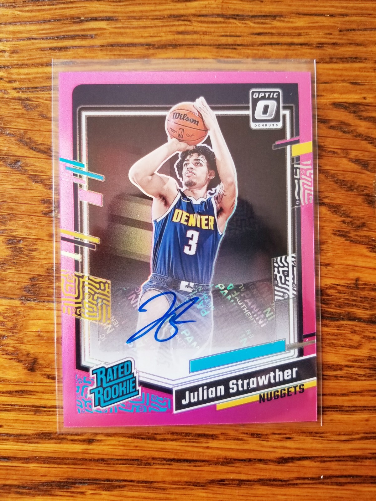 2023-24 DONRUSS OPTIC JULIAN STRAWTHER 07/25 PINK HOLO RATED ROOKIE AUTO SSP
