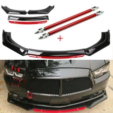 Front Bumper Lip/ Splitter Spoiler Strut Rod Body Kit For Dodge Charger 2006-14