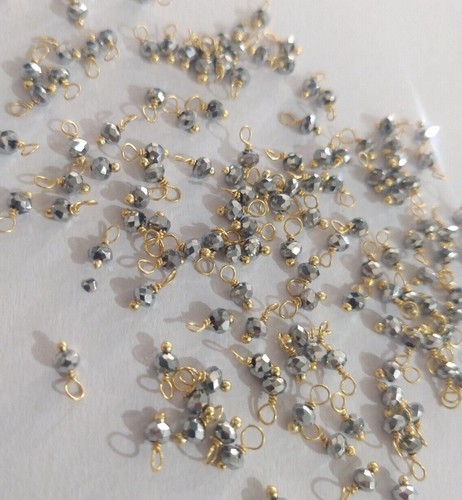 silver pyrite beads single wire jewelry making charms, beaded gold plated charms - Picture 2 of 4
