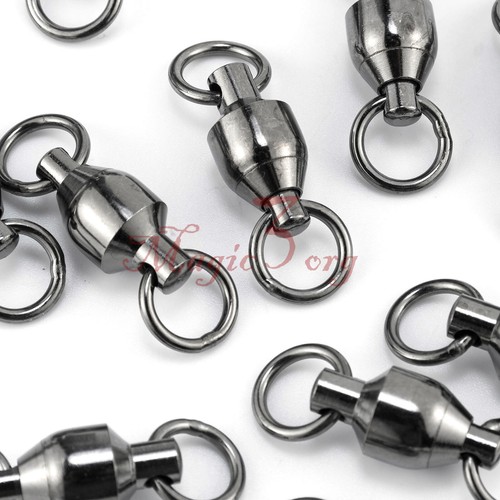 20/50pcs Ball Bearing Trolling Swivel Snaps Stainless Steel Copper Black Nickel - Afbeelding 1 van 11