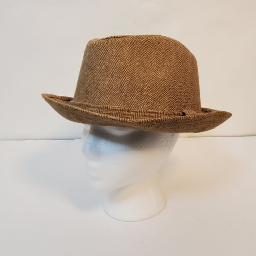 VTG McGregor Mens Tweed Fedora Hat Brown Tan Lined Band Wool Blend SZ L - Picture 2 of 14
