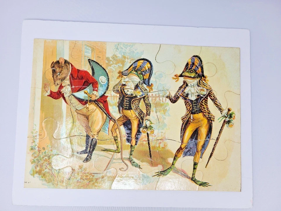 Antiguo (Juego de 3) Milton Bradley FREDDIE FROG PICTURE PUZZLE #4744 circa 1910 Foto 3 de 4