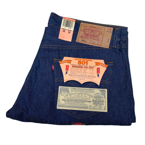 Vintage 1993 Levi's Original 501 XX Shrink-To-Fit Button-Fly Dżinsy 36x34 - Zdjęcie 1 z 12