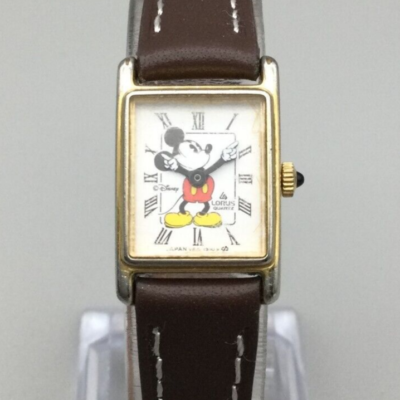 Lorus Disney Tank Watch Women 16mm V810-5000 Mickey Mouse Gold