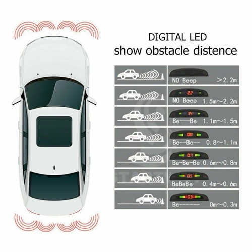 PEARL WHITE Colour 4 Sensors Car Parking Reversing Alarm Reverse System Kit - Picture 7 of 10