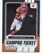 DEANDRE HOPKINS 2021 PANINI CONTENDERS CAMPUS TICKET #33 CLEMSON FOOTBALL MINT