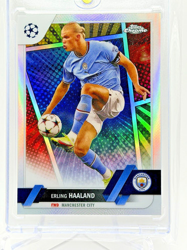 Topps Erling Haaland 2022-23 Chrome UEFA Club UCL #99 Man City Hero Variation SP