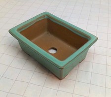 4" x 3" Japanese Bonsai Planter Jade Green Vintage