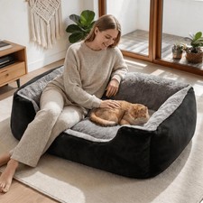 Plush Dog Bed Sofa Ultra Soft Warm Washable Cat Couch Pet Mat Non-Slip Base