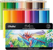 Ohuhu Colouring Pencils, 72 Blendable High Pigmentation Soft and Thick Core 4mm
