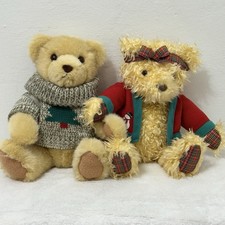 Hallmark Cards Christmas Plush Teddy Bears 10" Plush Stuffed Sweaters Set Of 2