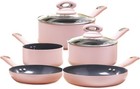 Cermalon Blush Pink 5-Piece Ceramic Cookware Set - Frying Pans Saucepans