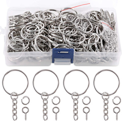 450Pcs 1'' 25Mm Sliver Key Chain Rings Kit, Including 150Pcs Keychain Rings with