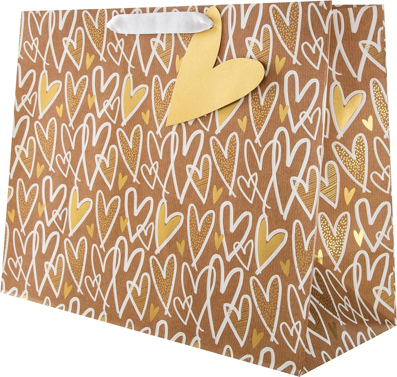 Multi-Occasion Large Gift Bag - Kraft Hearts Design