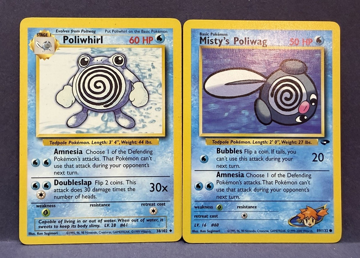 Pokemon TCG: Poliwhirl 38/120 Base Set & Misty’s Poliwag 89/132 Gym Challenge 