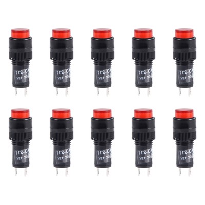 10 Pcs DC 12V Indicator Light For DIY Flush Panel Mount 10mm NXD-211 Red Bulb