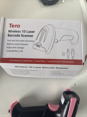 Tera Barcodescanner CCD USB kabelgebunden 1D Hand-Barcodeleser pink und schwarz