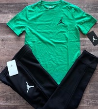 NWT Nike Air Jordan Boys YMD Black/Green/White Jogger Pants Set Medium