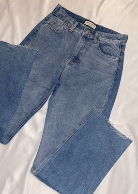 Colorful Premium Gr. 38 M Denim Jeans High Waist Gerades Bein Patchwork Hellblau
