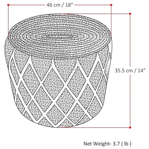 Simpli Home Edgeley Boho Round Pouf in Classic Blue and Natural Woven Braided... - Picture 4 of 6