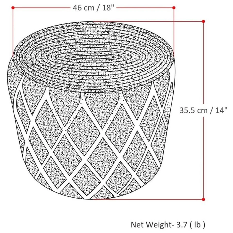 Simpli Home Edgeley Boho Round Pouf in Classic Blue and Natural Woven Braided... - Image 4 of 4