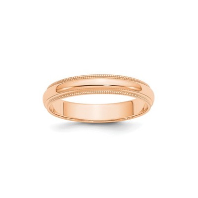 10 Karat Rotgold Milgrain Ehering, massiv halbrund 4 mm