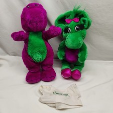 Barney Baby Bop Plush Lot Set Vintage Stuffed Animal Doll Purple Dinosaur 90's