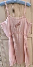 RARE VINTAGE 1920 s PINK SILK SLIP NIGHT GOWN W/ EMBROIDERED CAT