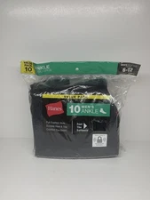 New Hanes Men’s Black Ankle Socks 10 PAIRS Full Cushion Sole Size 6 - 12