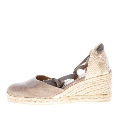 CASTANER damen schuhe Bleigrau Bio-Stoff Carina 6 Keil Espadrilles