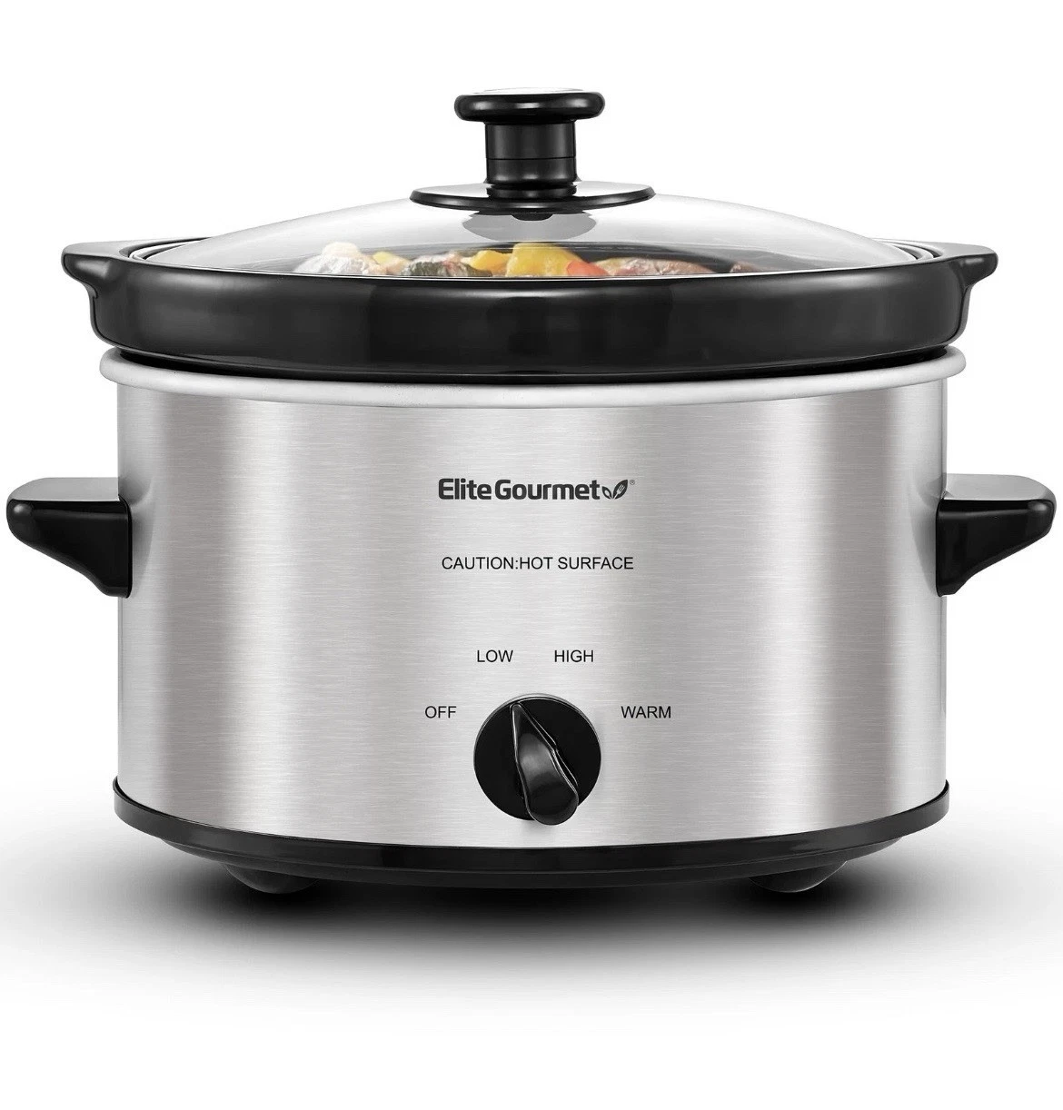 Elite Gourmet MST-275XS Electric Oval Slow Cooker, 2 Quart, Stainless Steel NEW!