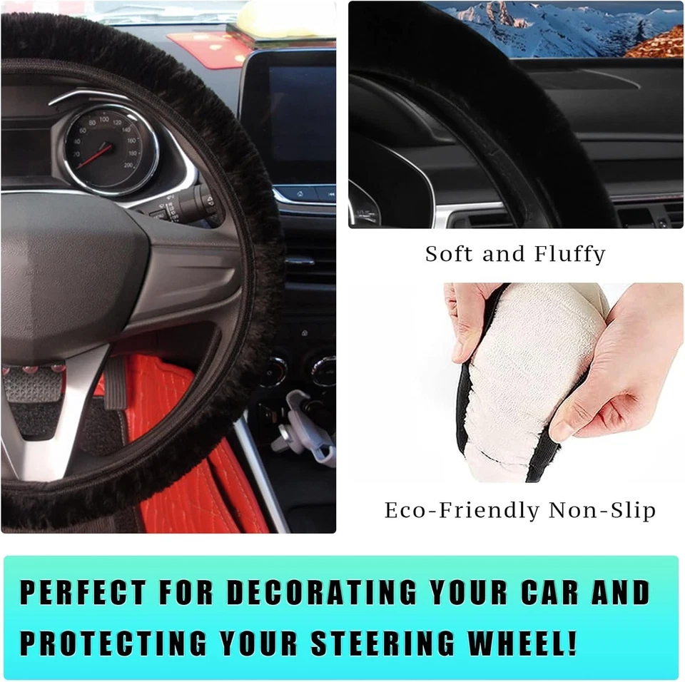 Cubierta de volante de coche de piel de oveja sintética de 15"" para protector de volante Saab Foto 2 de 4