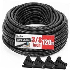 120 FT Wire Loom 3/8 Inch, Split Wire Loom Tubing Wire 3/8" x 120ft-Black