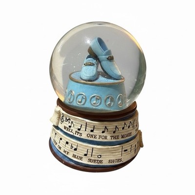 Vandor 1997 Elvis Presley Blue Suede Shoes Musical Snow Globe Collectible