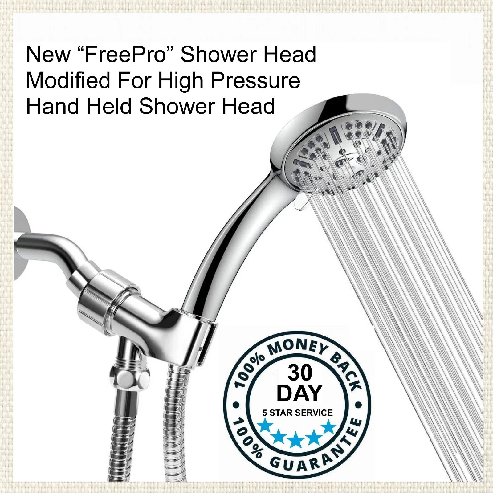 FreePro Modified For High Pressure Shower Head Hand Held 9 Settings 10.5gpm
Opens in a new window or