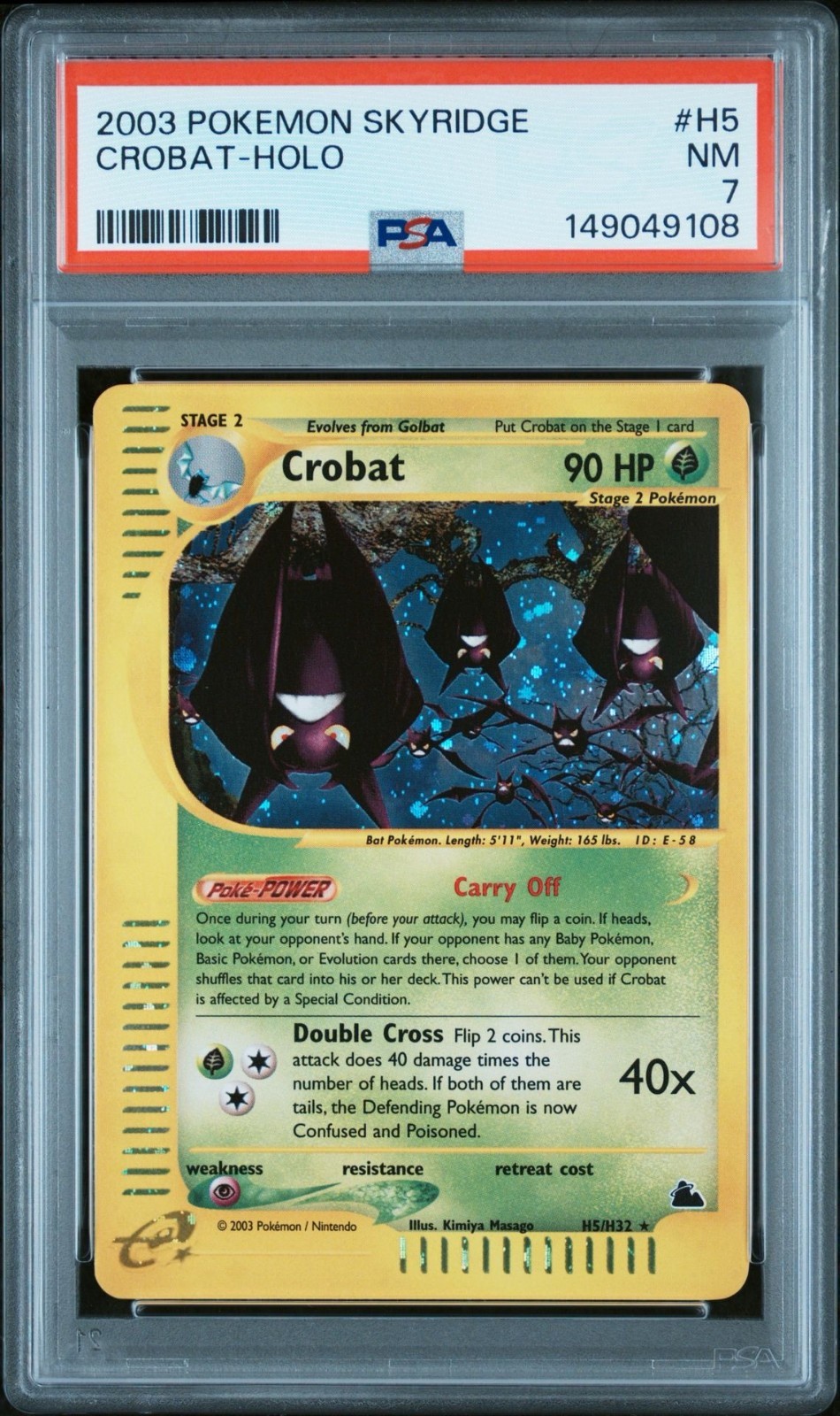 2003 POKEMON SKYRIDGE H5 CROBAT-HOLO PSA 7 NEW CERT