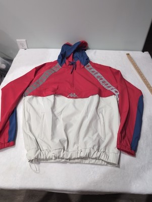 KAPPA Authentic Bakit Anorak Hoodie Red Windbreaker Jacket Men's XL Good Con B1