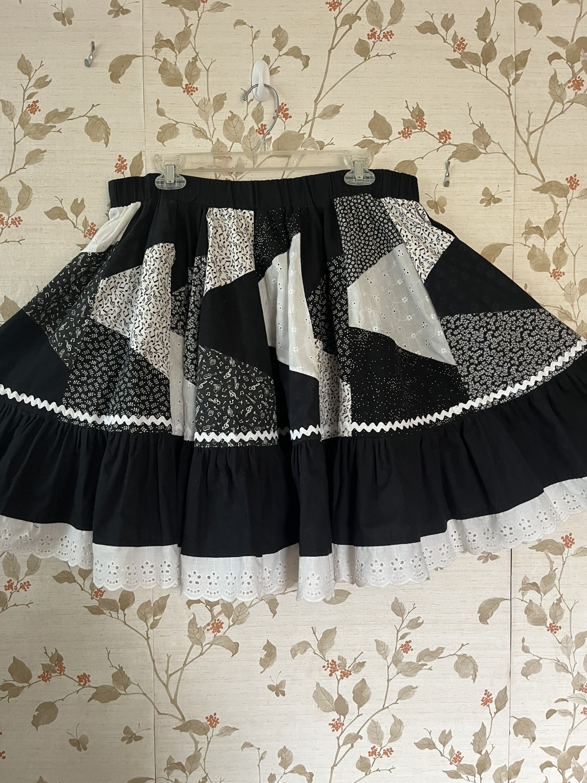 Black and White Patchwork Design Square Dance Out… - image 2