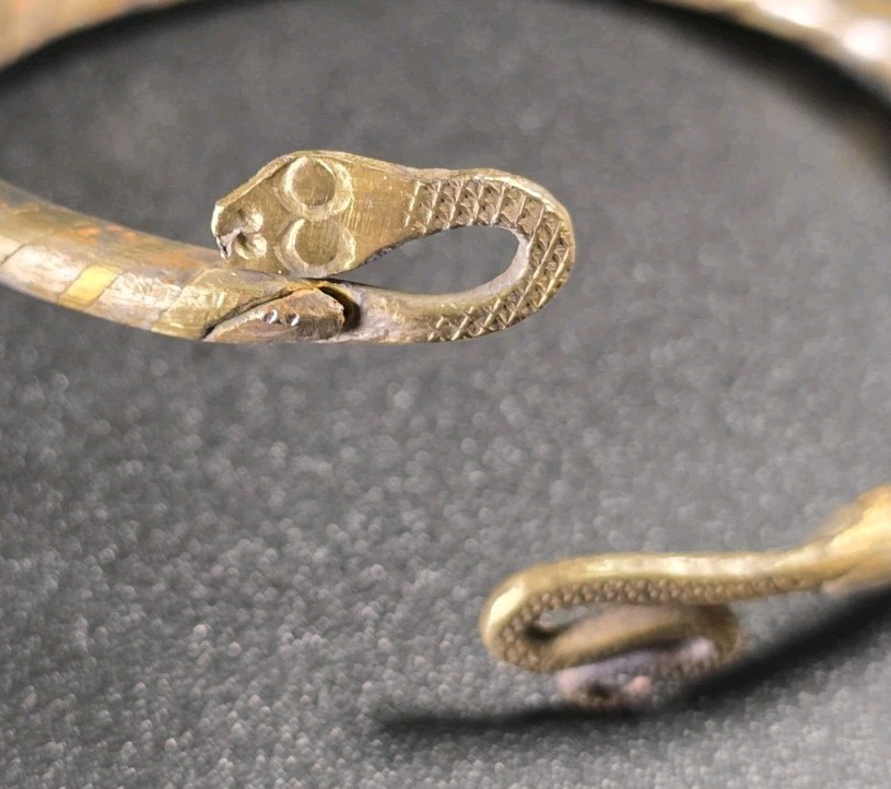 Vintage Mid-Century Brass Snake Bracelet