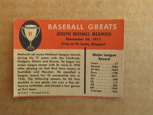 1961 FLEER BASEBALL CARD SINGLES COMPLETE YOUR SET PICK CHOOSE UPDATED 8/19 - 第 117/287 張圖片