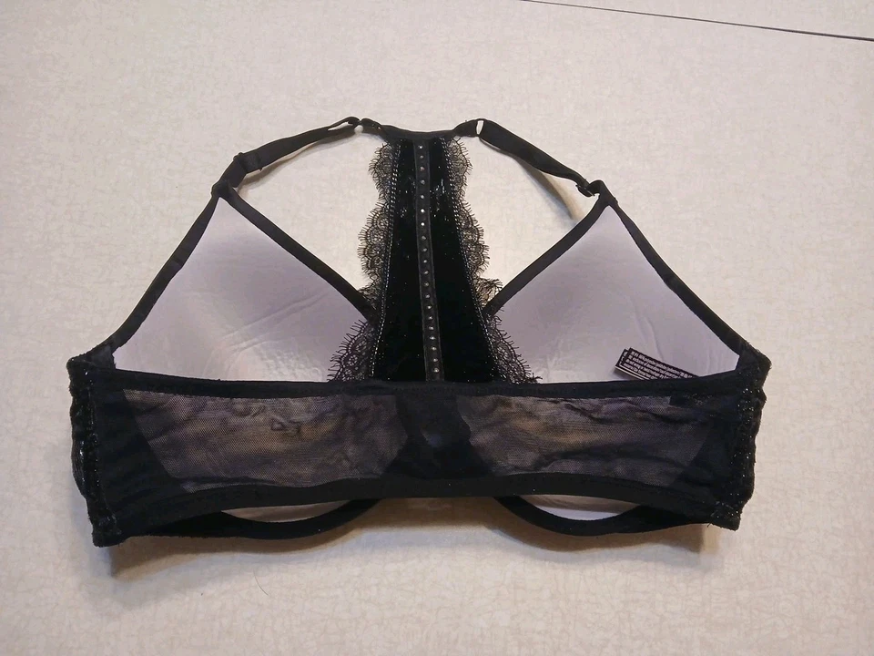 Victoria's Secret Bra 36D Lightly Lined Plunge Black Front Close Underwire - Image 2 of 3