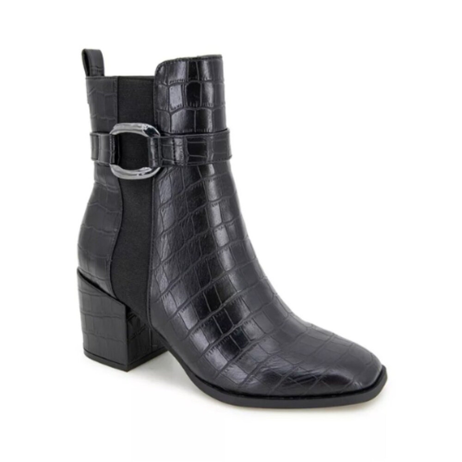 Reaction Kenneth Cole Emerson Ankle Boot Black Croc - Size 7.5