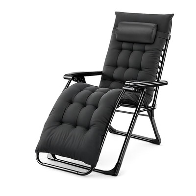 Zero Gravity Recliner Chair Folding Patio Lounge w/ Cushion Cup Holder Black