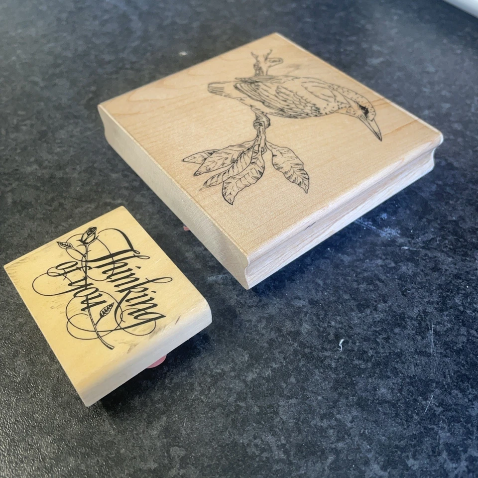 Kingfisher Ink 10x10 Stamp Press Wood Mounted & Thinking Of You 5x4cm - Image 2 of 4