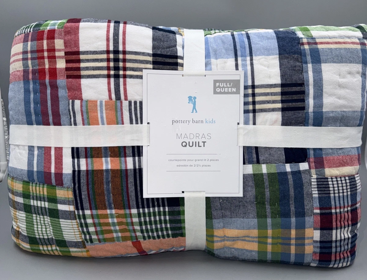 Housse De Couette Pottery Barn Madras – Queen – 100% Coton – Multicolore